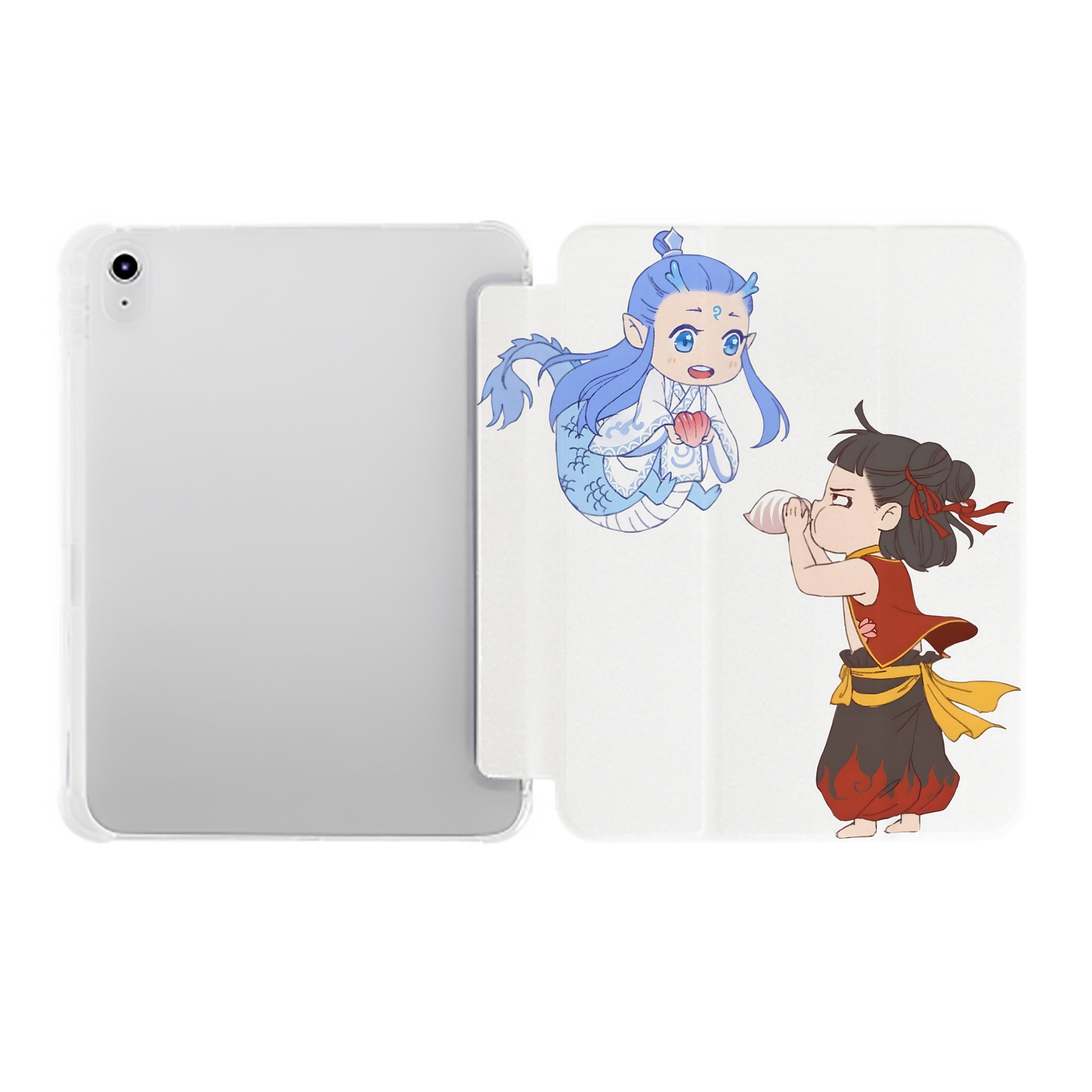 （画像用） Ne Zha 2 ナタ 魔童の大暴れ IPad ケース ペン収納付き 三つ折りスタンド PUレザー×シリコン 対応機種9.5/10.5/10.9インチ